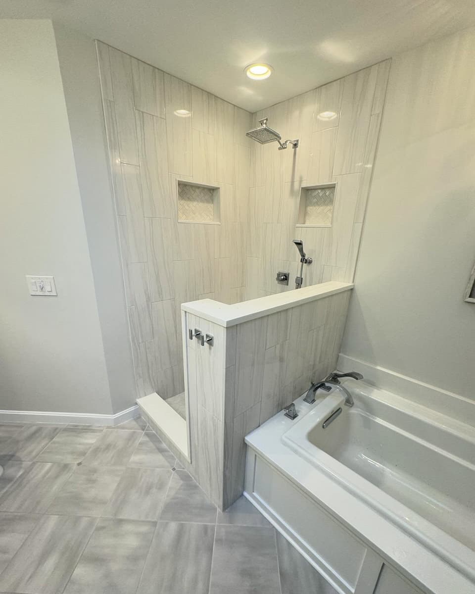 Bathroom vanity and tile